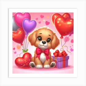 Valentine'S Day Puppy 1 Art Print