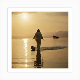 Jesus Walking In The Water 4 Art Print