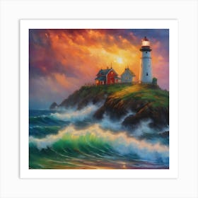 BB Borsa Lighthouse At Sunset Art Print