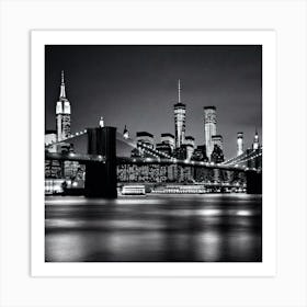 Brooklyn Bridge At Night Art Print