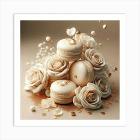 Macarons And Roses Art Print