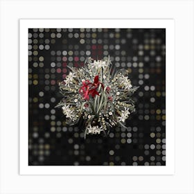 Vintage Sprekelia Flower Wreath on Dot Bokeh Pattern n.0328 Art Print