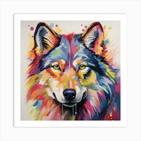 Wolf rainbow Art Print