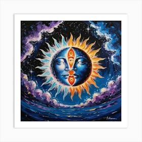 Leonardo Phoenix A Mesmerizing Depiction Of The Sun And The Mo 3 Art Print