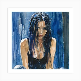 Blue Girl 3 Art Print