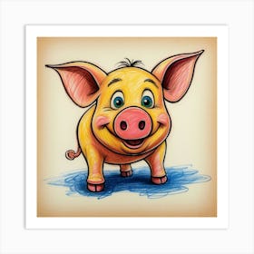 Cartoon Pig 3 Art Print