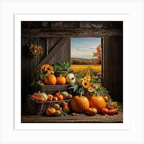 Abundant Autumn Harvest Fresh Seasonal Vegetables Cornucopia Overflowing Pumpkin Centerpiece Nat (1) 2 Art Print