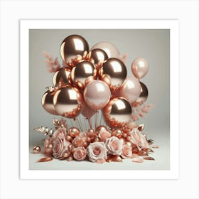 Rose Gold Balloons 2 Art Print