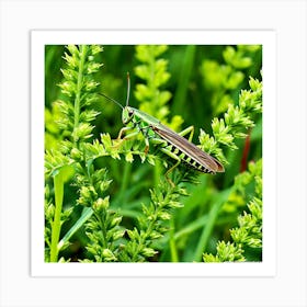 Grasshoppers Insects Jumping Green Legs Antennae Hopper Chirping Herbivores Garden Fields (2) Art Print