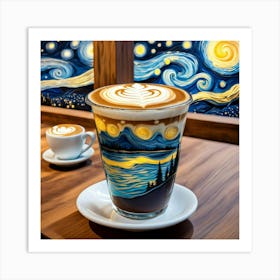 Starry Night in a coffee cup Art Print