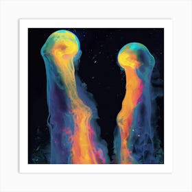 Two Jellyfish Art Print