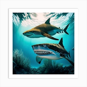 Sharks In The Ocean 3 Art Print