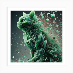 Cat from green glass 1 Art Print