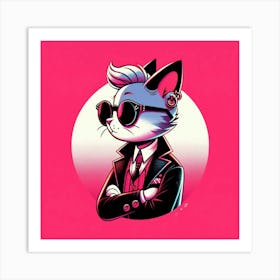 Cat In Suit Art Print