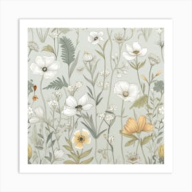 Minimalist William Morris Meadow Flowers Art Print