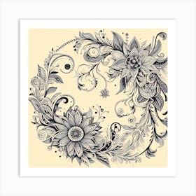 Floral Doodle 1 Art Print