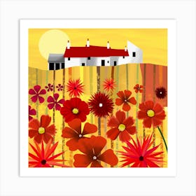 Field of Red Flowers Art Print