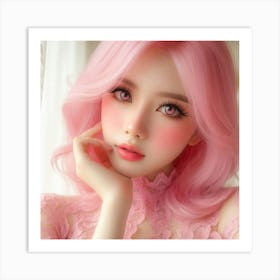 Pink Haired Girl Art Print