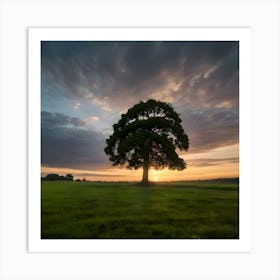 Sunset Over A Tree Art Print