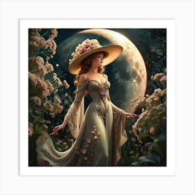 Full Moon In The Garden Art Print