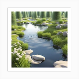 River In The Forest Art Print