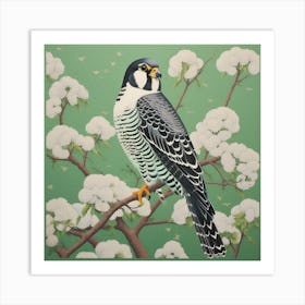 Ohara Koson Inspired Bird Painting American Kestrel 2 Square Art Print