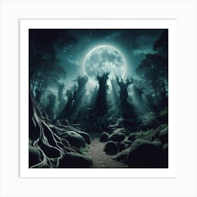 Full Moon In The Forest 13 Art Print