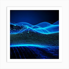 Abstract Digital Painting Showing A Grid Composed Of Geometric Patterns And Dots Interconnected Wav (4) Art Print