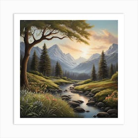 Sunset In The Mountains Art Print