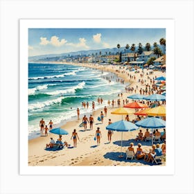 California Beach - watercolor Art Print