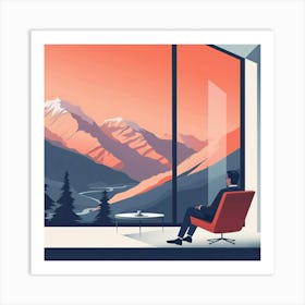 Man Looking Out A Window Art Print