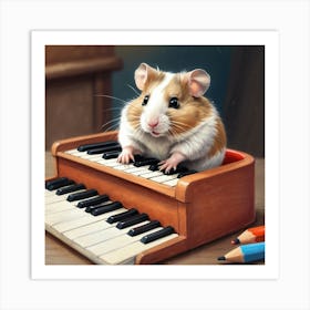 Hamster Playing Piano 4 Art Print