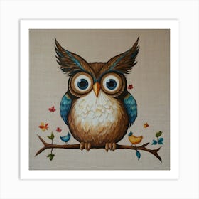 Owl On A Branch Art Print