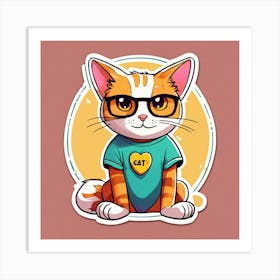 Cat With Glasses Art Print