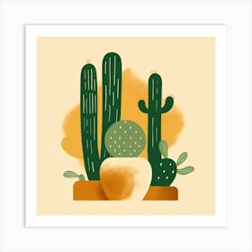 Rizwanakhan Simple Abstract Cactus Non Uniform Shapes Petrol 20 Art Print