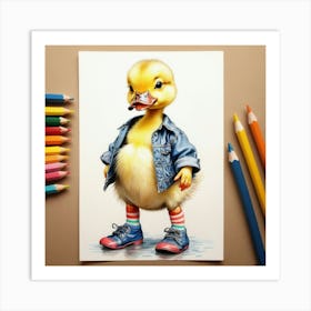 Duck In A Jacket Art Print