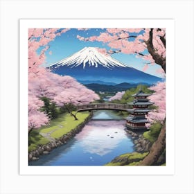 Cherry Blossoms In Fuji 4 Art Print