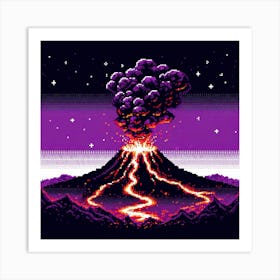 8-bit volcano eruption Art Print