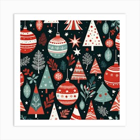 Christmas Ornaments Seamless Pattern 1 Art Print