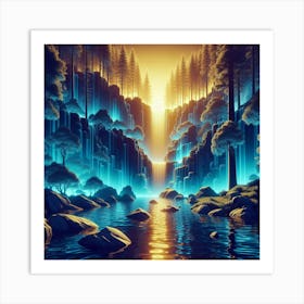 Waterfall In The Forest 1 Art Print