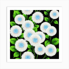 White And Blue Flowers 4 Art Print