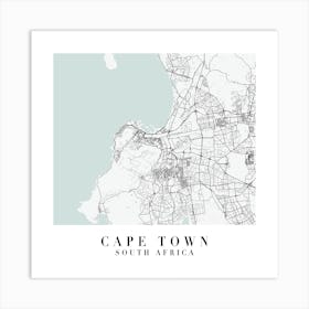 Cape Town South Africa Street Map Minimal Color Square Art Print