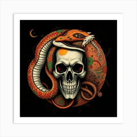 Skull And Snake 2 Art Print