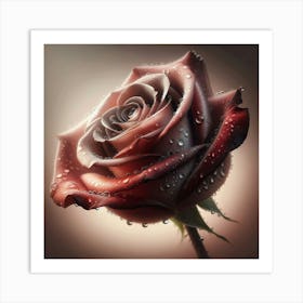 Rose With Water Droplets Art Print