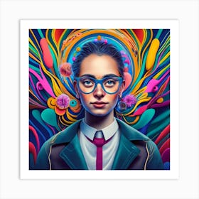 Girl With Glasses Art Print