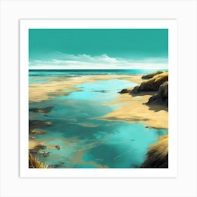 Tidal Waters, Turquoise Blue Sea on Golden Beach 4 Art Print