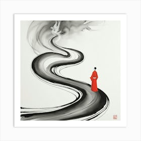 Asian Woman In Red Art Print