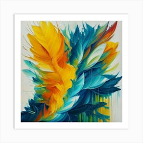 Gorgeous, distinctive yellow, green and blue abstract artwork 18 Art Print