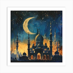 Islamic Mosque At Night 4 Art Print