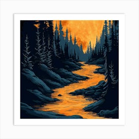 Full Moon In The Forest Art Print